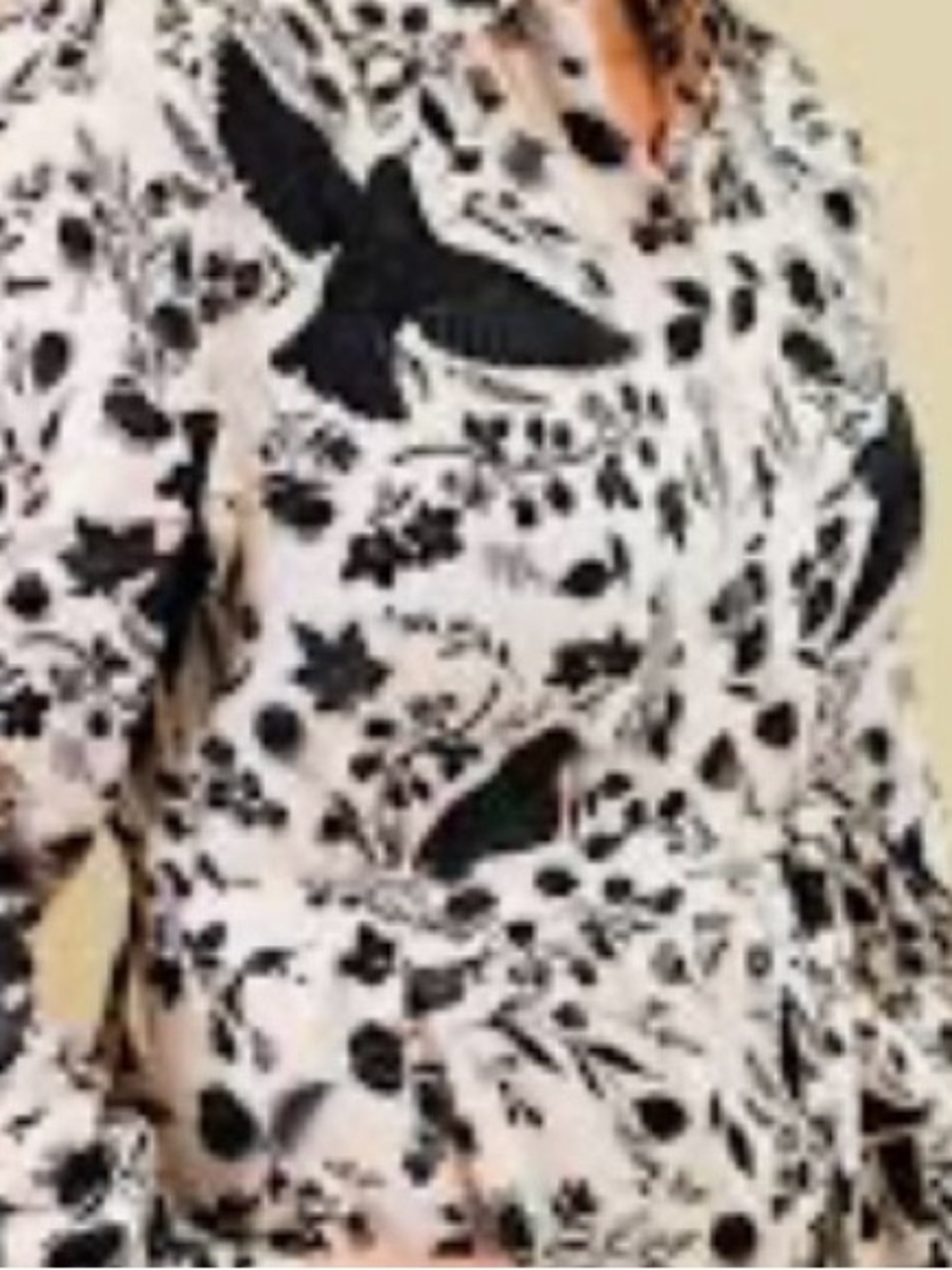 Hemloya Blue & White Floral Bird Print Blouse 100 Cotton Large